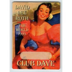 David Lee Roth Club Dave 1999 Backstage Pass Heavy Metal Rock Tour Cloth Fabric